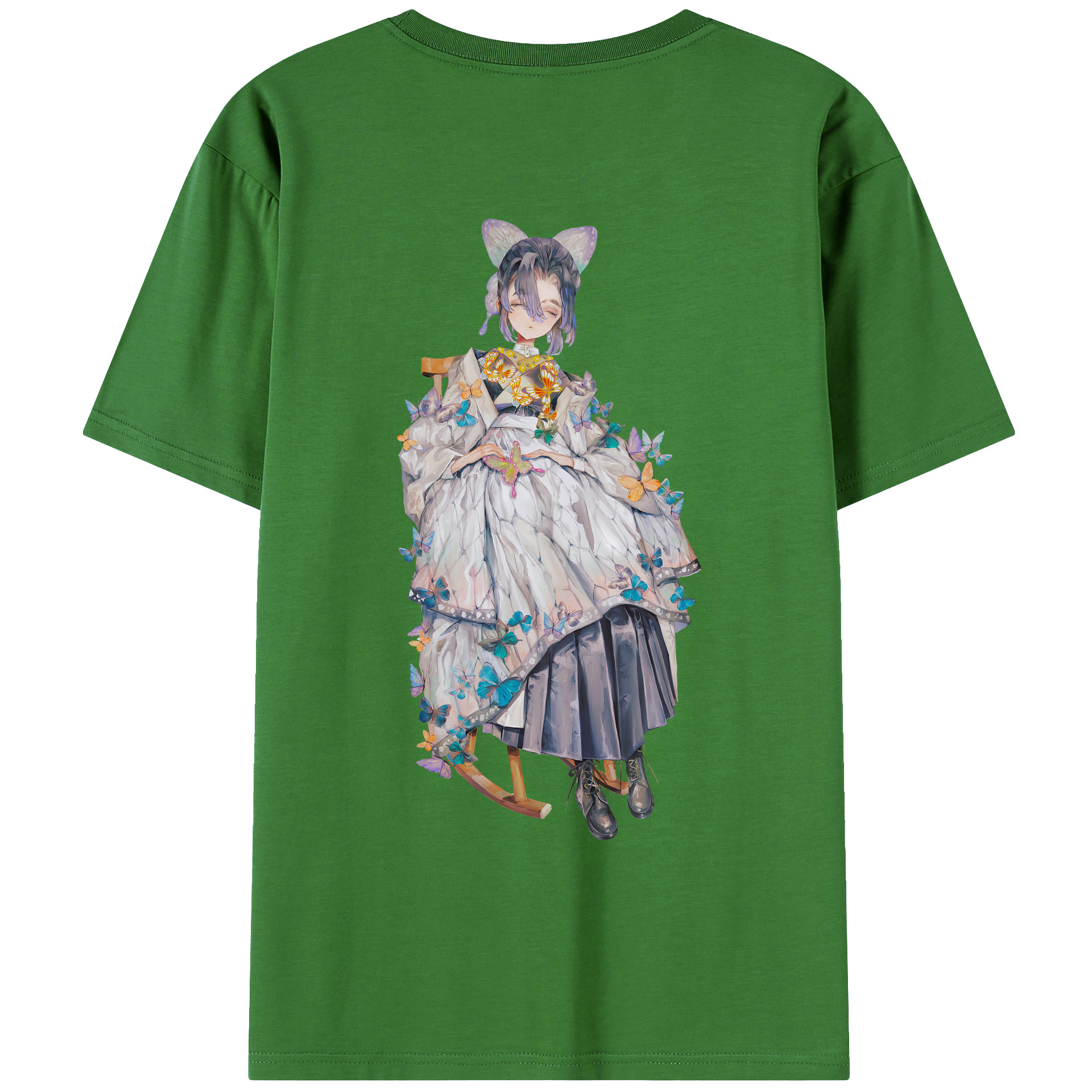 （画像用） 鬼滅の刃（きめつのやいば）蟲柱-胡蝶 しのぶ／こちょう しのぶ Kochou Shinobu レディース半袖Tシャツ(バックプリント)